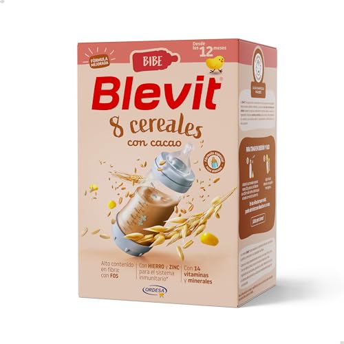 Blevit Bibe 8 Cereales con Cacao - Papilla para Bebé con 14 vitaminas y minerales - Desde los 12 meses - 500g